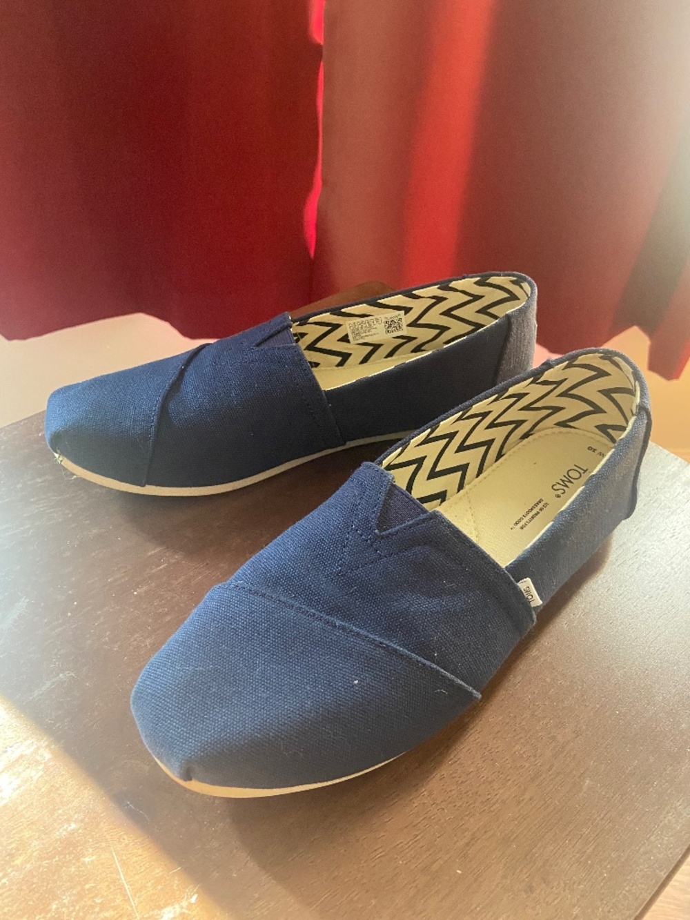 Navy Blue Cotton Toms Slip On Flats